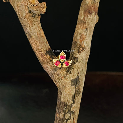 Natural Ruby Lotus Stud Ear Piercing
