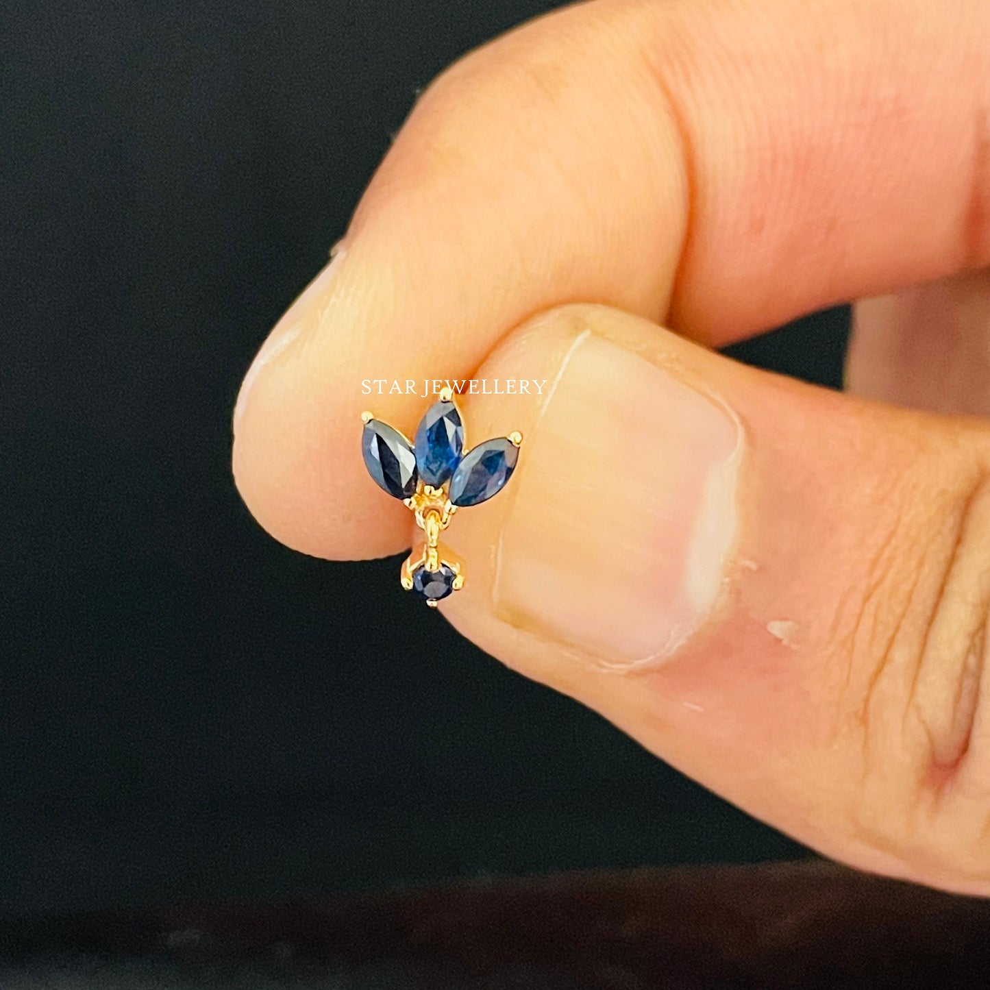 Natural Ruby Lotus Stud Ear Piercing