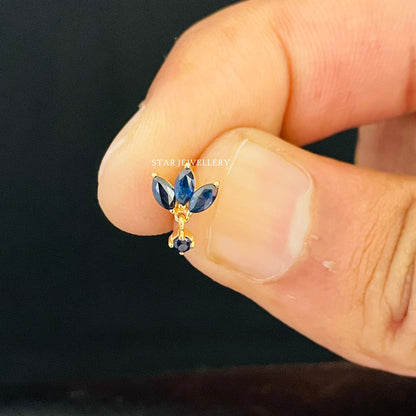 Natural Ruby Lotus Stud Ear Piercing