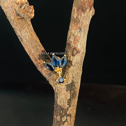 Natural Ruby Lotus Stud Ear Piercing