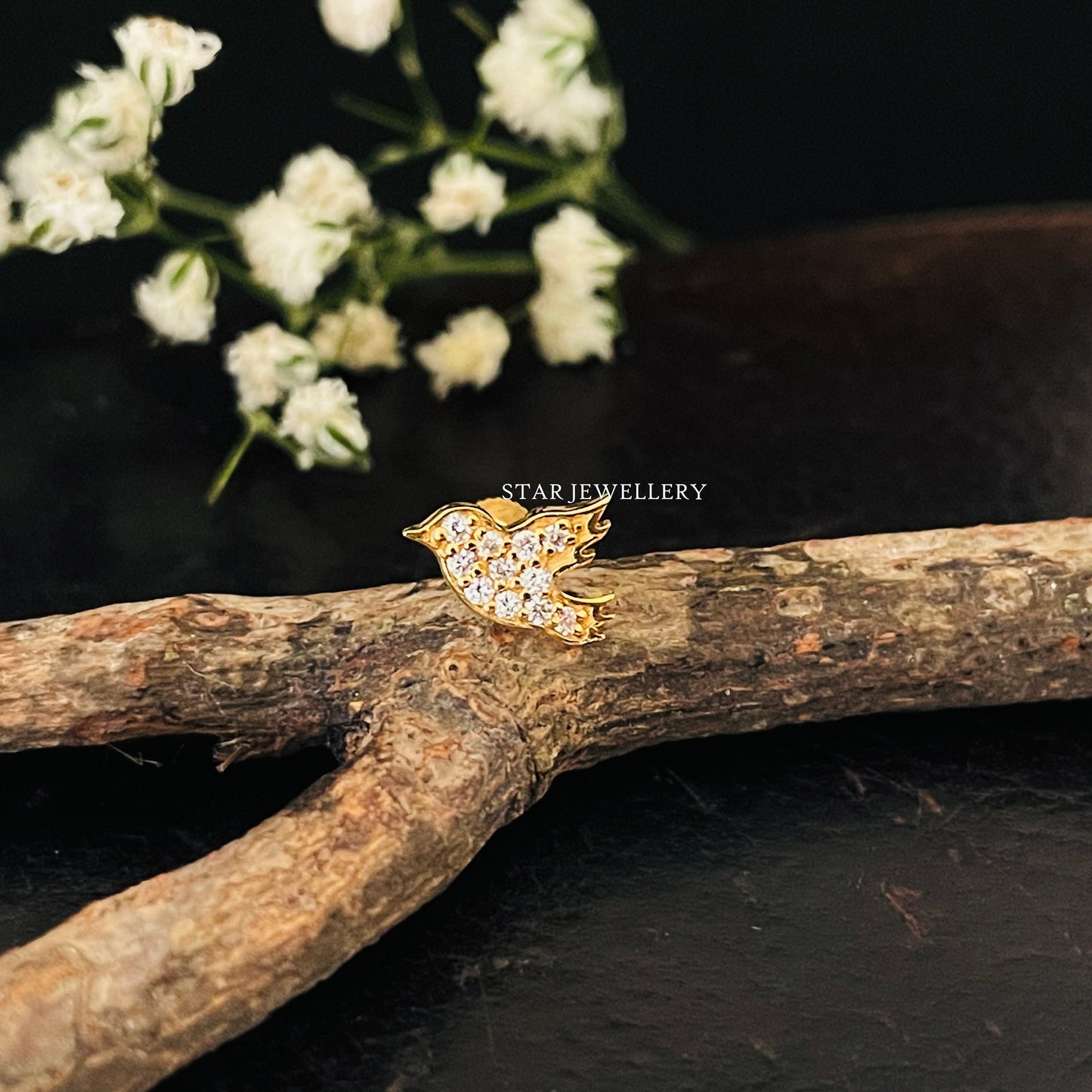 Diamond Bird Piercing for Helix, Tragus, Earlobe, Conch, Rook