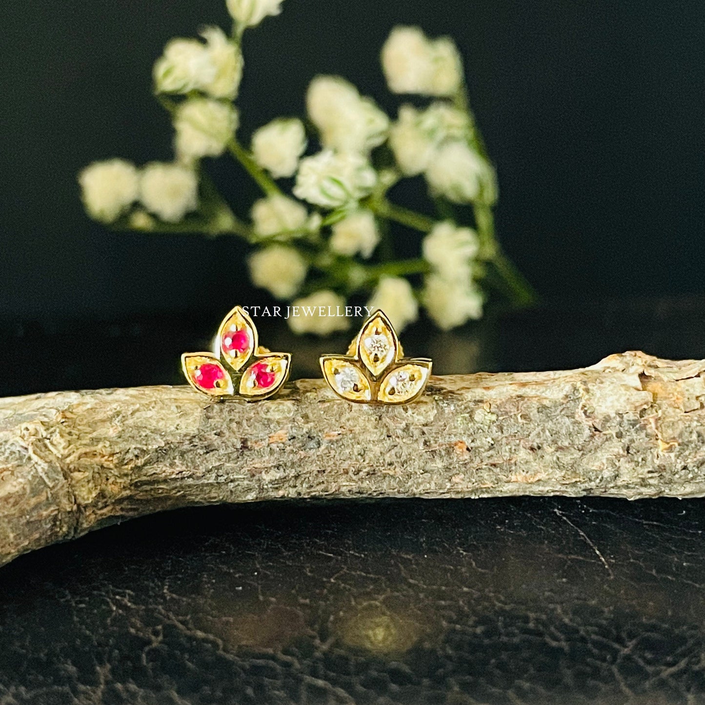 Diamond Lotus Studs for High Lobe, Conch, Tragus, Helix Tragus, Cartilage