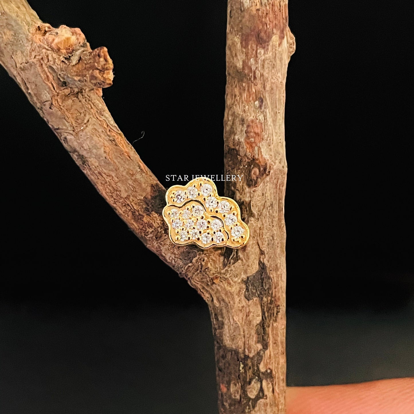 Natural Diamond Vintage Cloud Piercing
