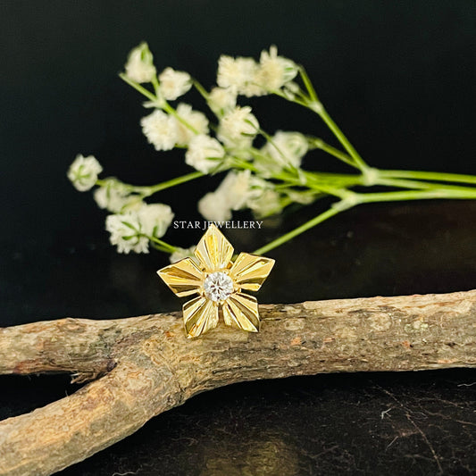 Diamond Lotus Studs for Ear Lobe, Conch, Tragus, Helix Tragus