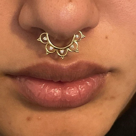 14K Solid Gold Natural Diamond Daith Piercing