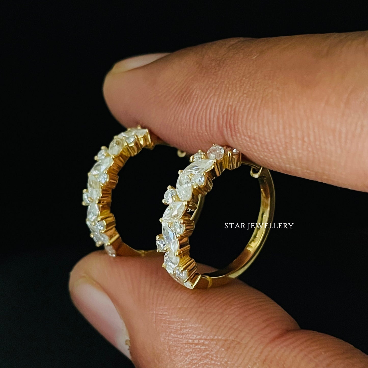 Bridesmaid Mixed Shape Diamond Hoop Earring