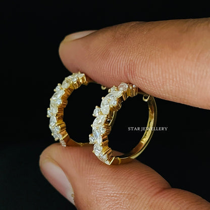 Bridesmaid Mixed Shape Diamond Hoop Earring