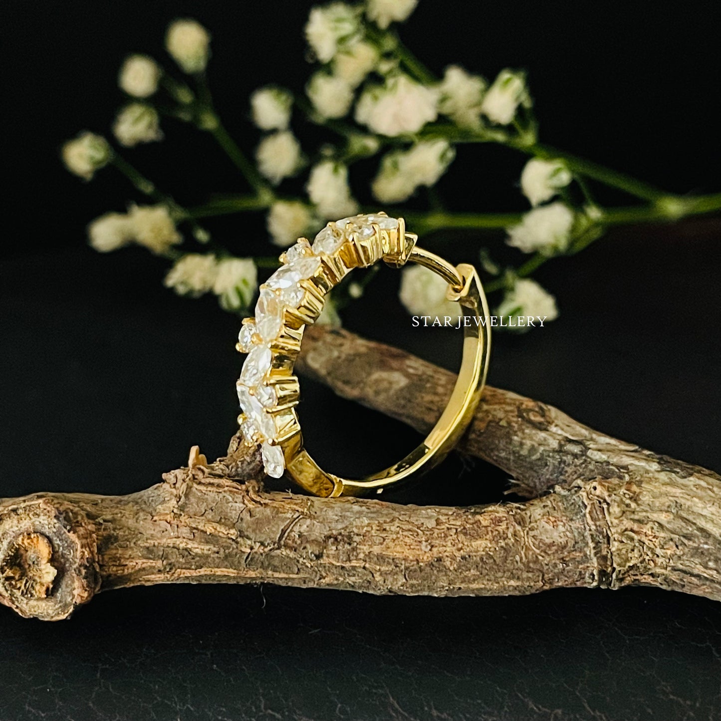 Bridesmaid Mixed Shape Diamond Hoop Earring