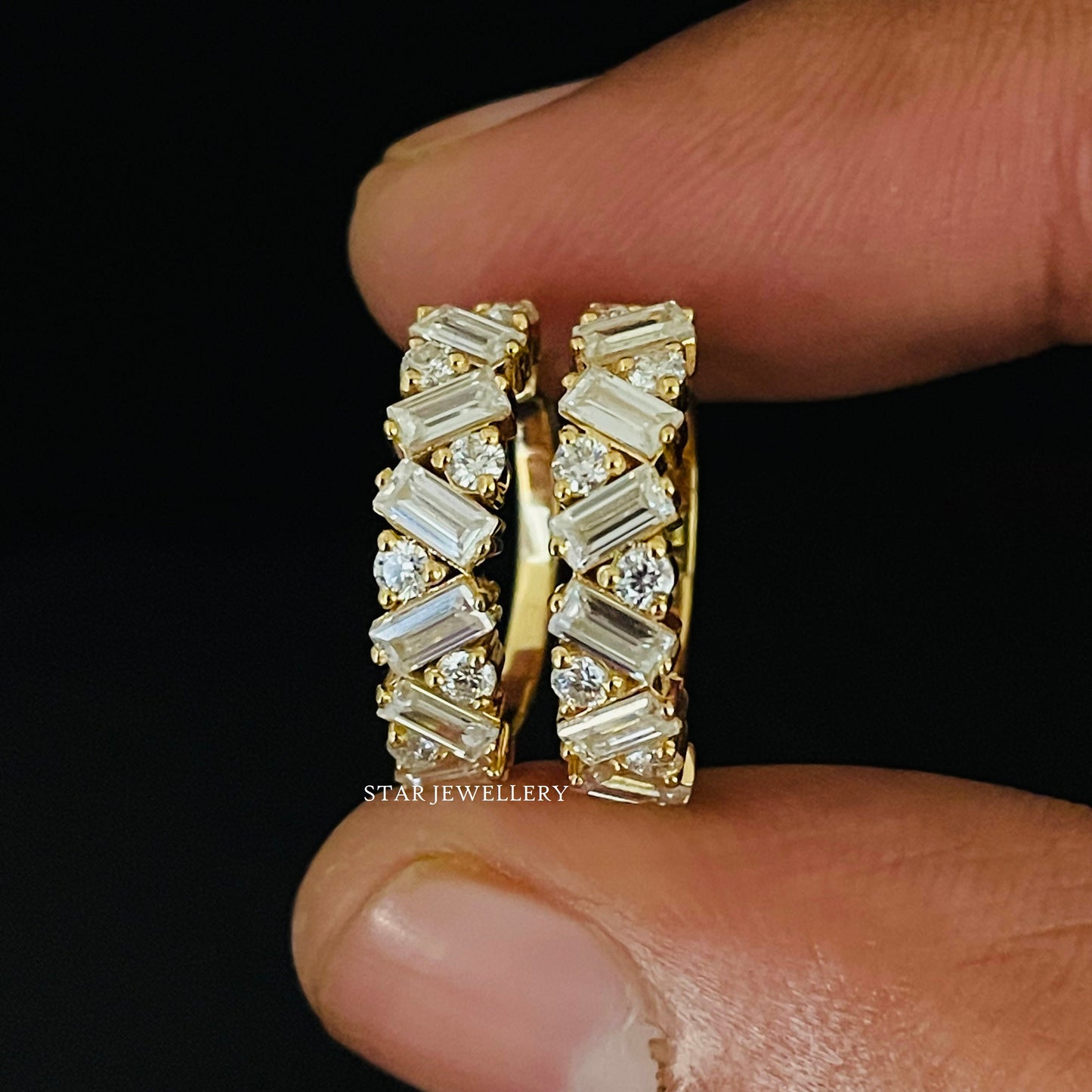 Baguette Diamond Hoop Earring