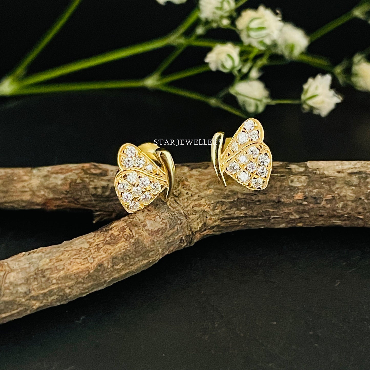 Solid Gold Butterfly Piercing for Conch, Helix, Rook, Tragus, Anti Tragus, Earlobe
