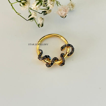 Natural Black Diamond Snake Septum Piercing