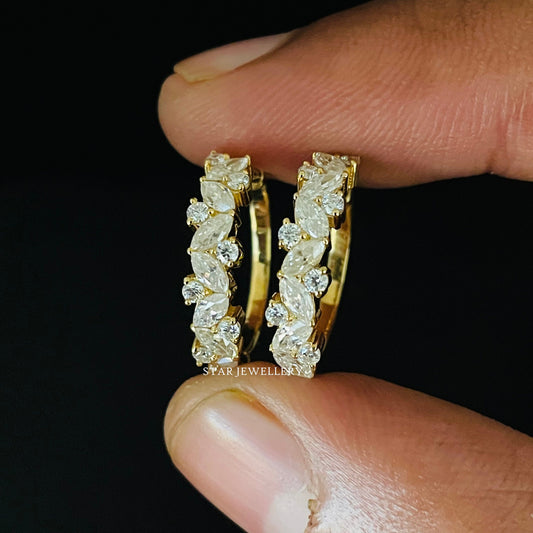 Bridesmaid Mixed Shape Diamond Hoop Earring