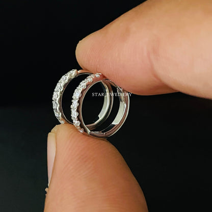 Diamond Huggie Hoop Earrings