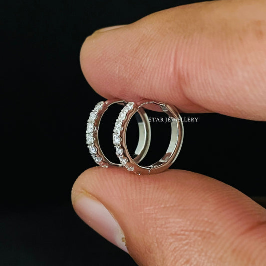 Diamond Huggie Hoop Earrings