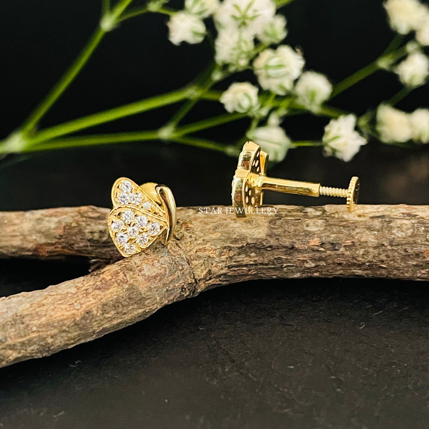 Solid Gold Butterfly Piercing for Conch, Helix, Rook, Tragus, Anti Tragus, Earlobe