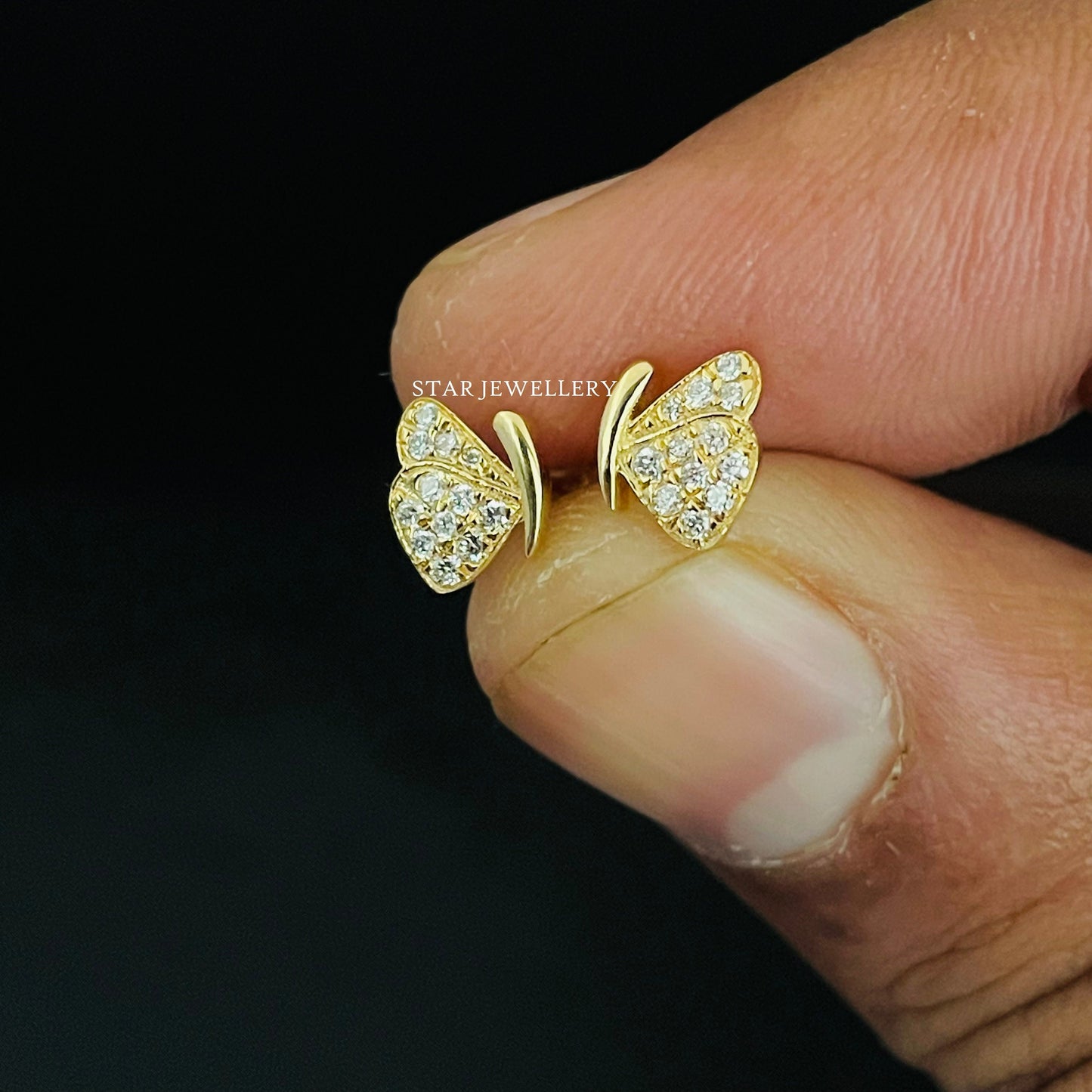 Solid Gold Butterfly Piercing for Conch, Helix, Rook, Tragus, Anti Tragus, Earlobe