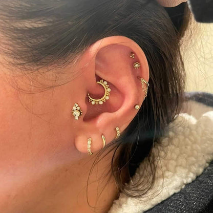 Bezel Set Natural Diamond Daith Piercing