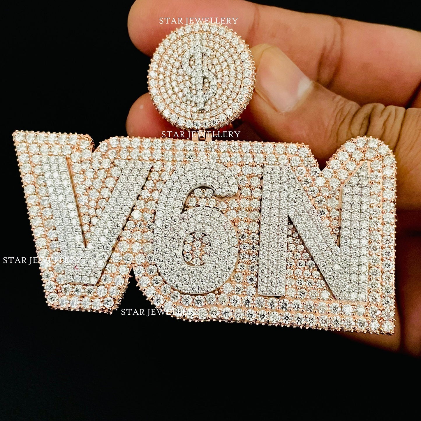925 Silver VVS Moissanite Icedout Letter Pendant,