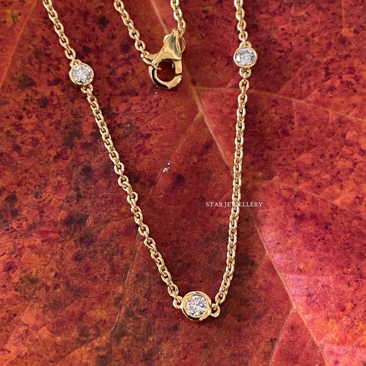 0.50 Ct Diamond Five Station Yard Necklace