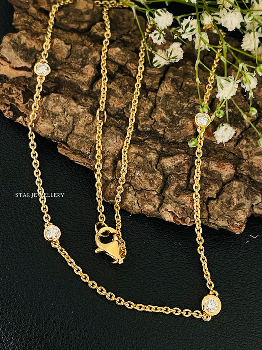 0.50 Ct Diamond Five Station Yard Necklace