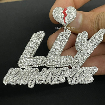 Unisex Custom Name Moissanite Icedout Pendant