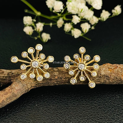 14K Gold Diamond Firework Earring