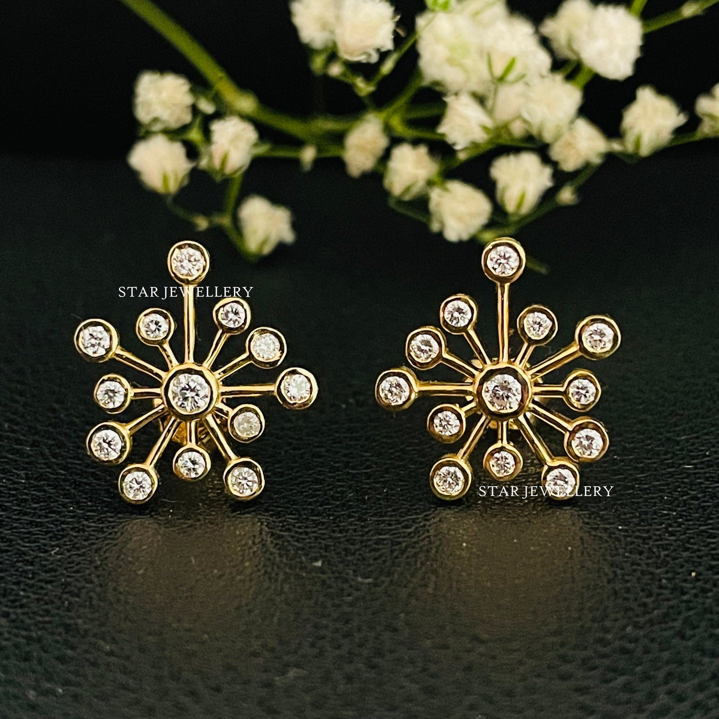 14K Gold Diamond Firework Earring