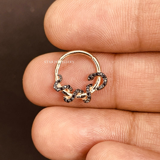 Natural Black Diamond Snake Septum Piercing