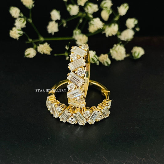 Baguette Diamond Hoop Earring