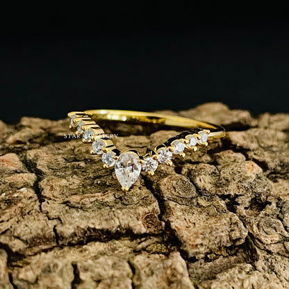 Colorless Moissanite Matching V Band Ring for Engagement Ring