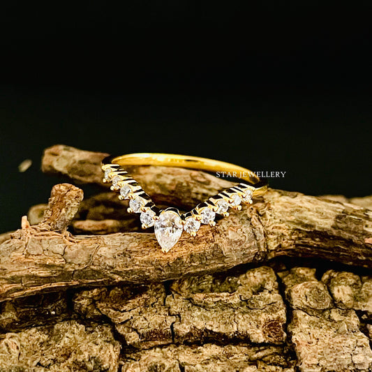 Colorless Moissanite Matching V Band Ring for Engagement Ring