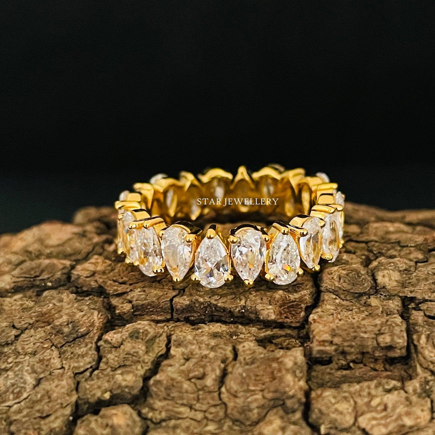 14K Solid Gold Pear Moissanite Matching Band for her