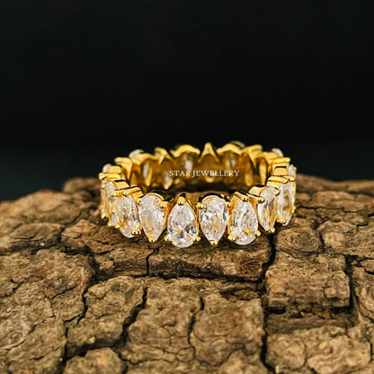 14K Solid Gold Pear Moissanite Matching Band for her