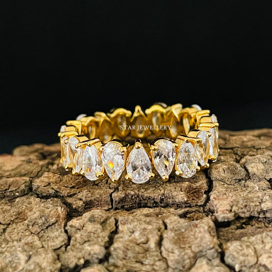 14K Solid Gold Pear Moissanite Matching Band for her
