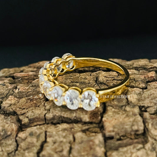 Colorless Oval Cut Moissanite Eternity Wedding Band