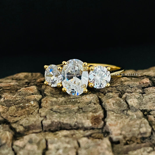 Three Stone Engagement Lab Grown Diamond Ring