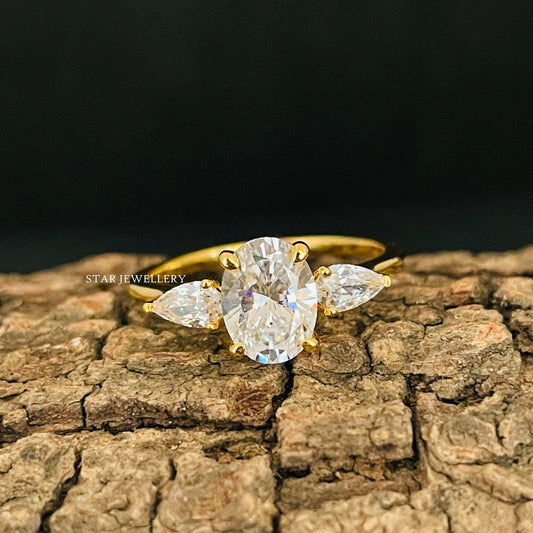 1.00 Ct Colorless Oval Cut Moissanite Engagement Ring