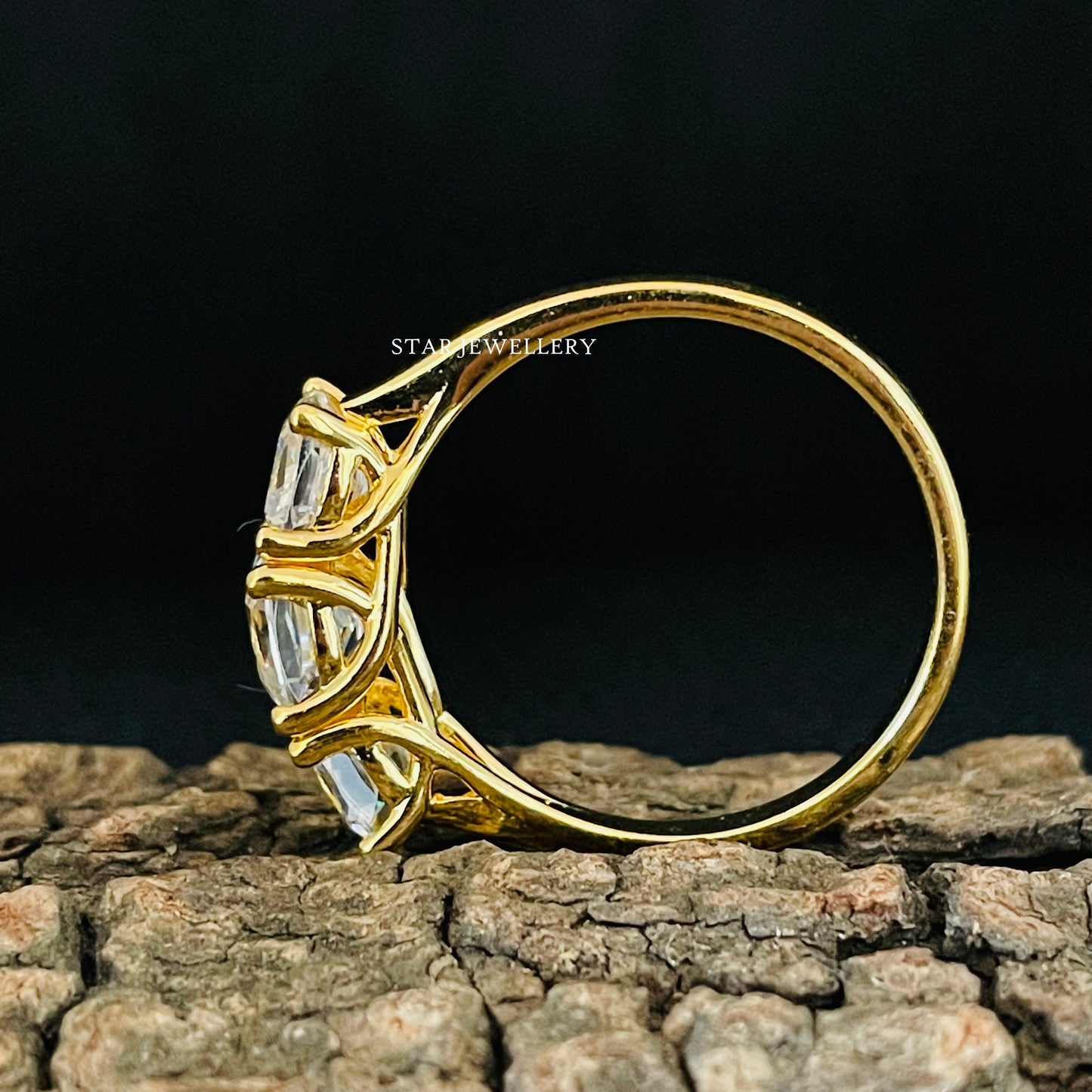 Cushion Cut 3 Stone Moissanite Ring