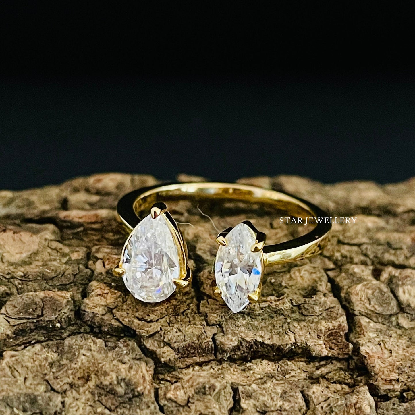 Toi Et Moi Pear Cut and Marquise Cut Lab Grown Diamond Engagement Ring