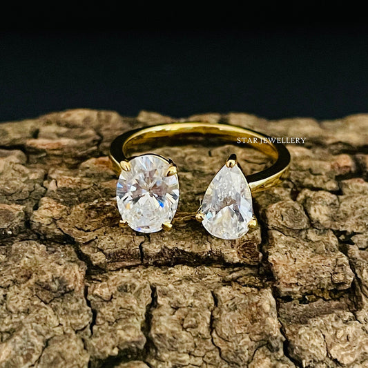 Adjustable Toi Et Moi Moissanite Engagement Ring for her