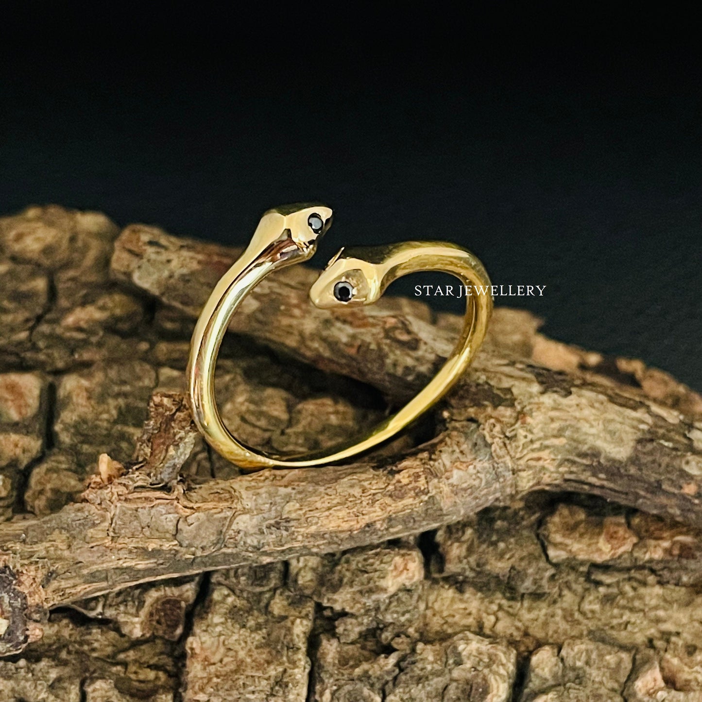 Antique 14K Solid Gold Dual Snake Open Ring
