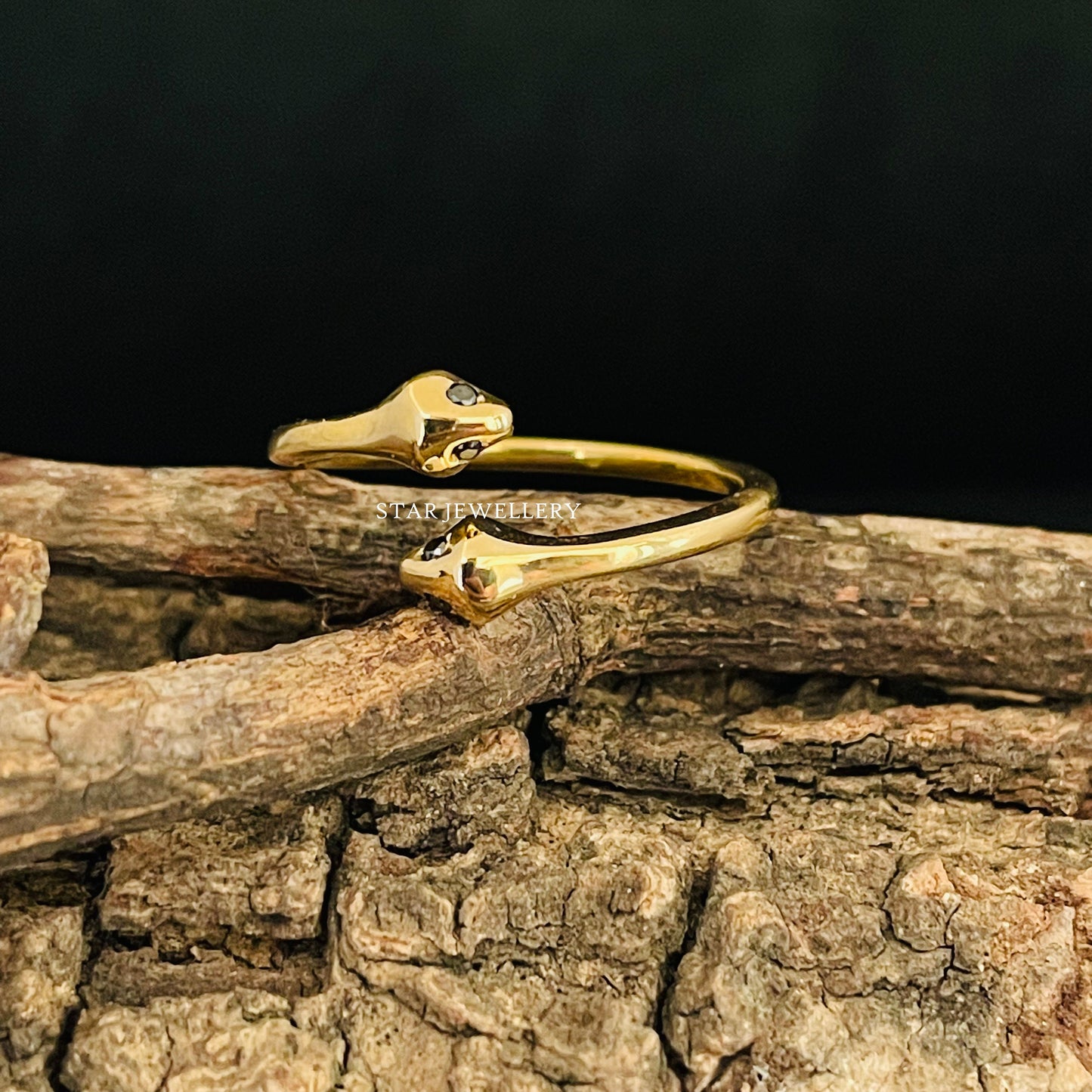 Antique 14K Solid Gold Dual Snake Open Ring