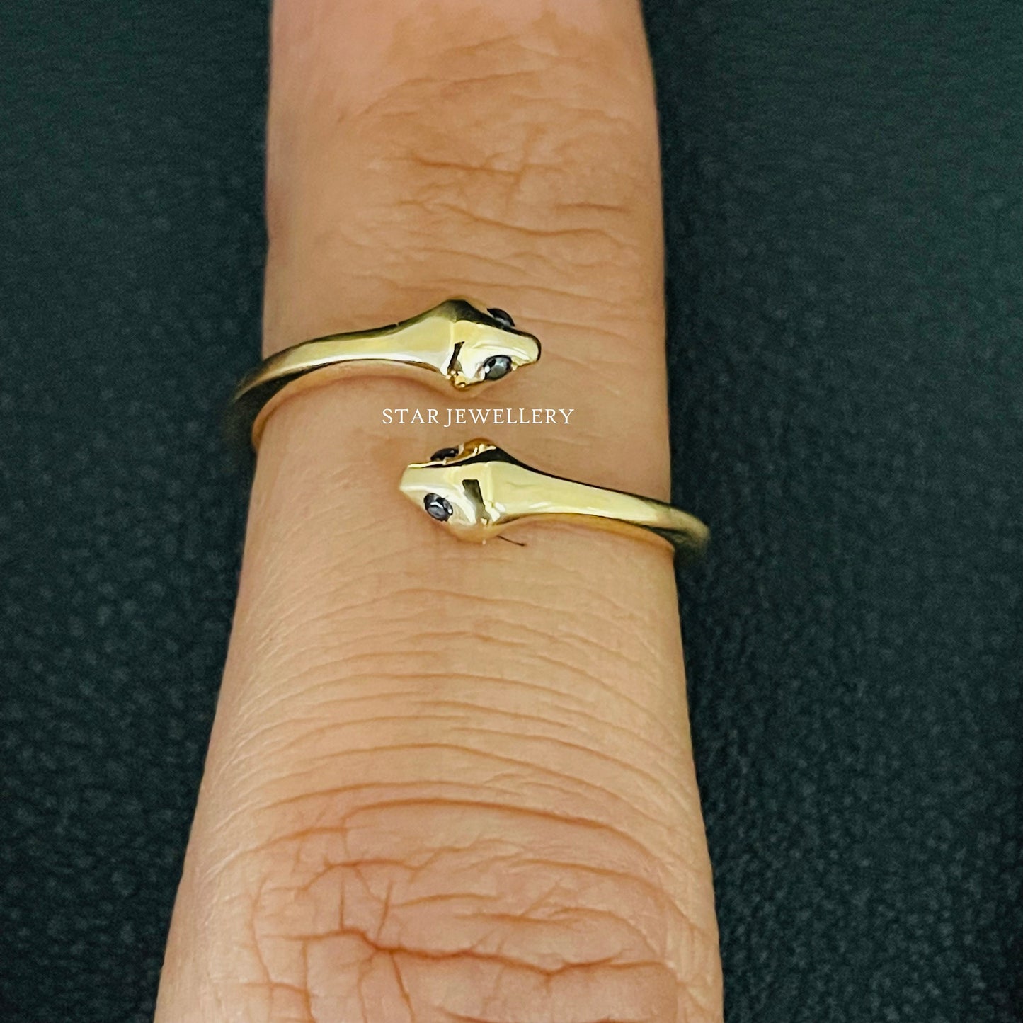 Antique 14K Solid Gold Dual Snake Open Ring