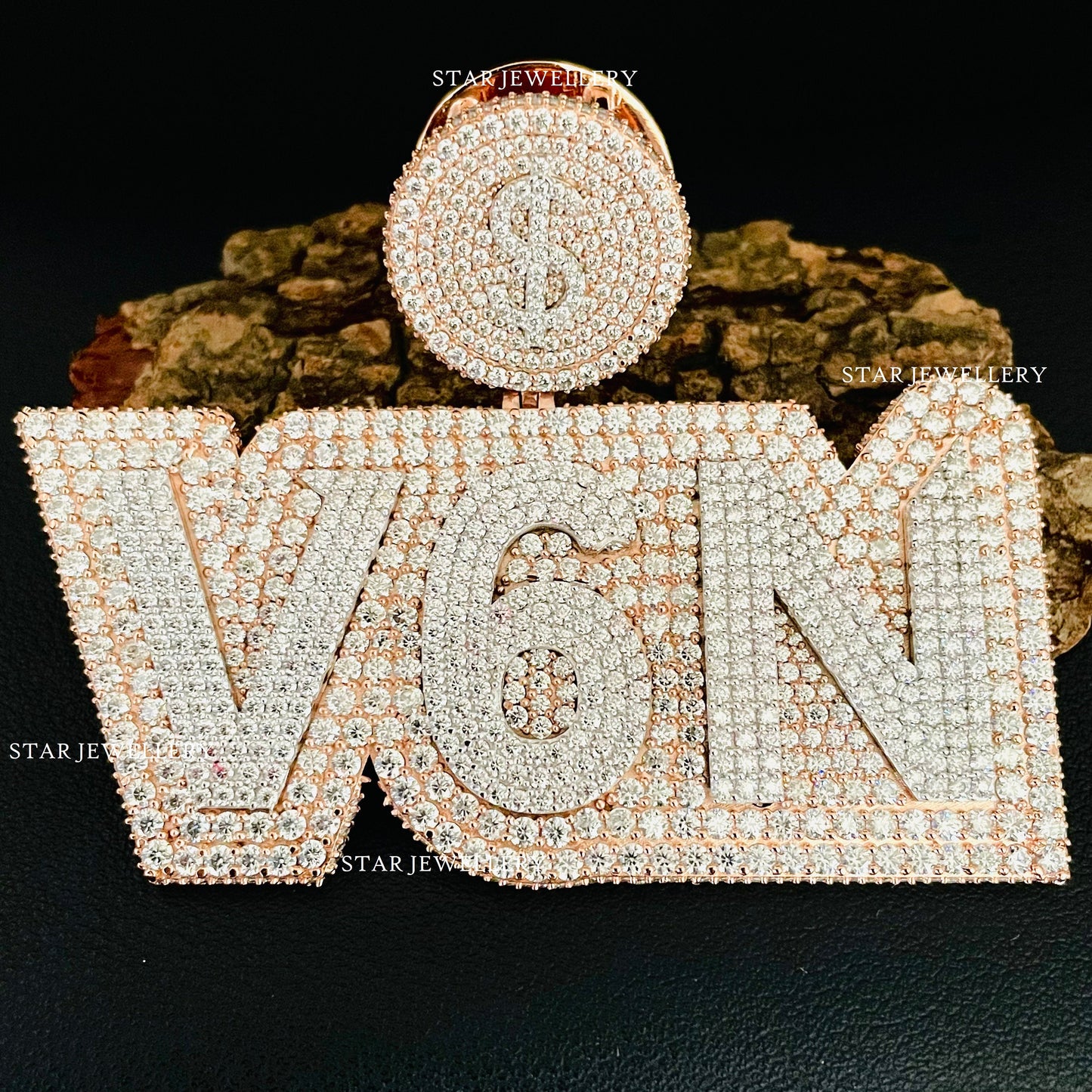 925 Silver VVS Moissanite Icedout Letter Pendant,