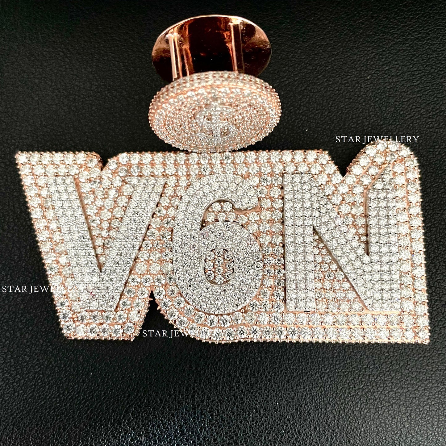 925 Silver VVS Moissanite Icedout Letter Pendant,