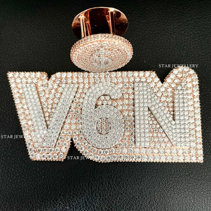 925 Silver VVS Moissanite Icedout Letter Pendant,