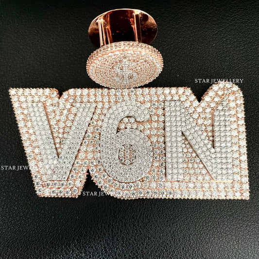 925 Silver VVS Moissanite Icedout Letter Pendant,