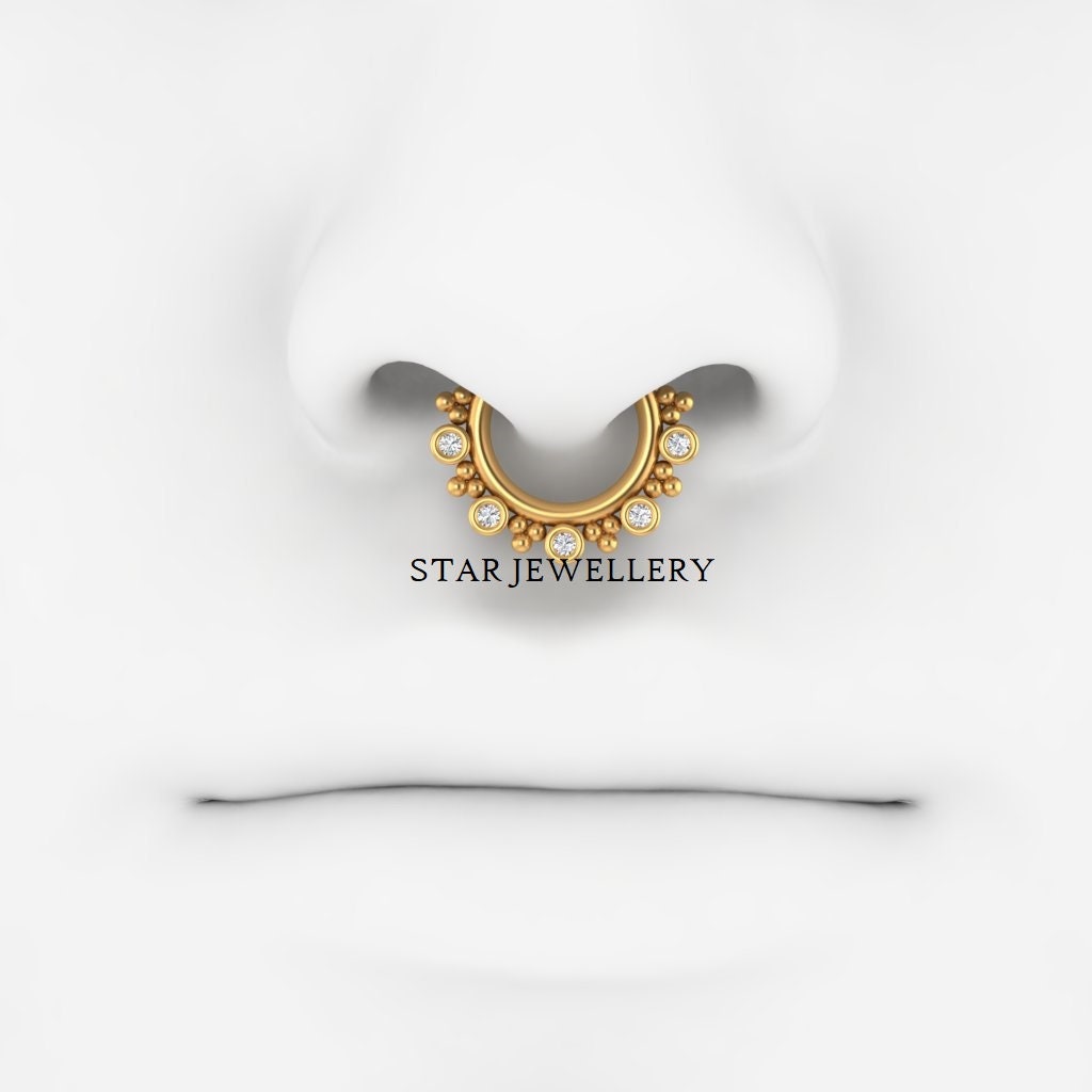 Bezel Set Natural Diamond Daith Piercing