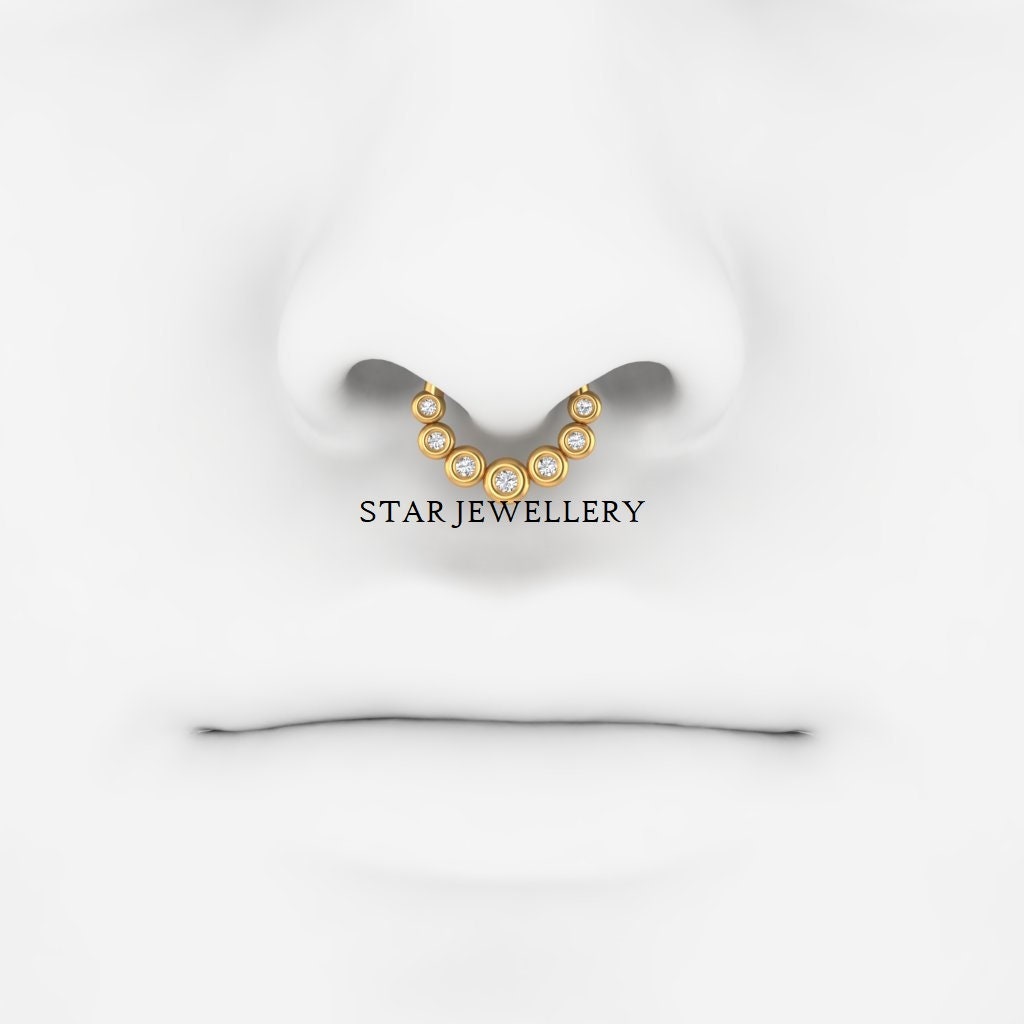 14K Solid Gold Bezel Set Diamond Daith Clicker