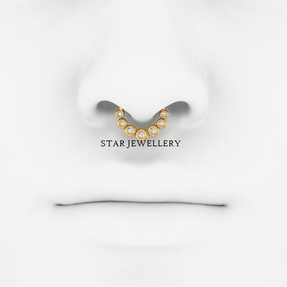 14K Solid Gold Bezel Set Diamond Daith Clicker